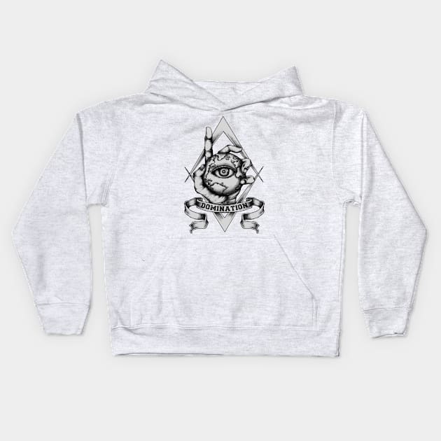 Domination of the Earth Black and White Design Kids Hoodie by Jarecrow 